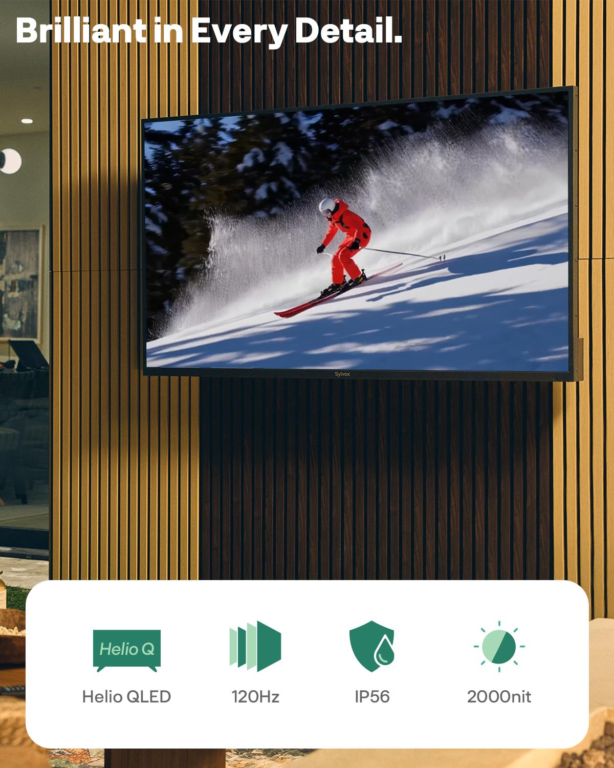 SYLVOX Outdoor TV, 85'' Mini LED QLED, 3500 Nits Extreme Brightness, 120Hz