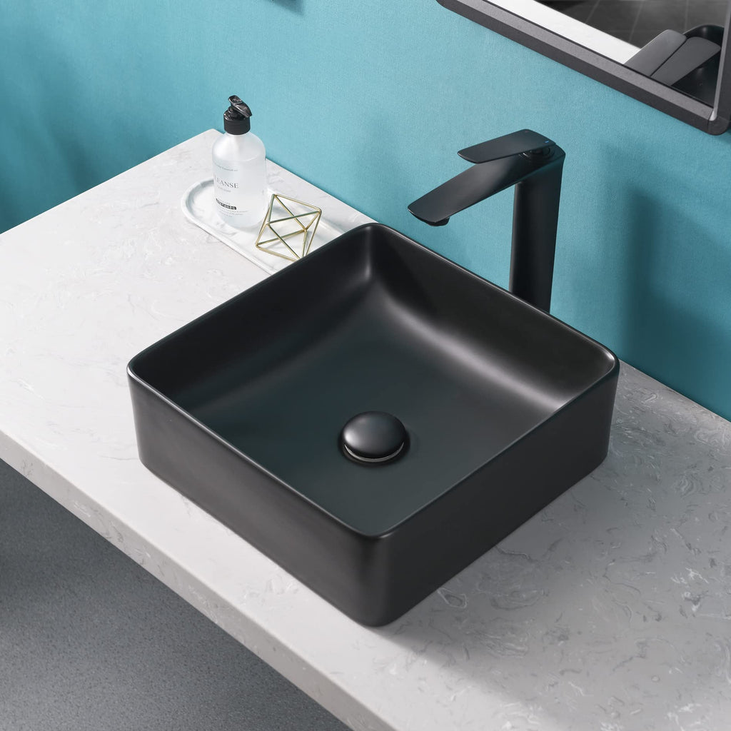 Davivy 24.5'' X 13.8'' Large Matte Black Oval Vessel Sink with Pop Up Drain,Bathroom Sinks Above Counter,Black Vessel Sink with Gold Trim,Ceramic Vessel Sinks for Bathrooms (Large)