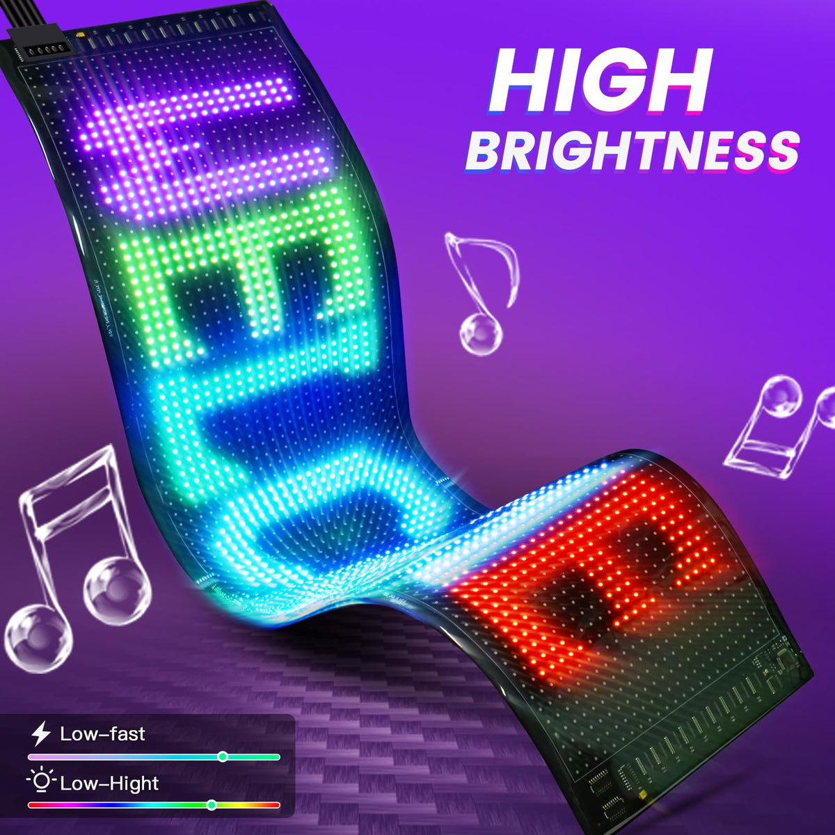 Rayhome Full Color Dual Row Programmable LED Sign, 43''x6.3'' Flexible P5 USB Bluetooth APP Control LED Signs Custom Text Message Pattern Scrolling LED Display for Store Bar Hotel School.
