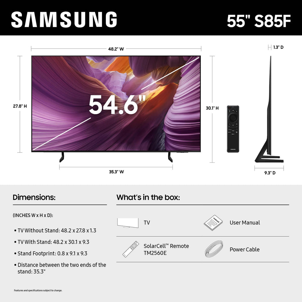 Samsung 77-Inch Class OLED 4K S85F Series, Vision AI Smart TV (2025 Model, 77S85F) Object Tracking Sound Lite w/Dolby Atmos, NQ4 AI Gen2 Processor, Contour Design, Color Booster Pro, Alexa Built-in