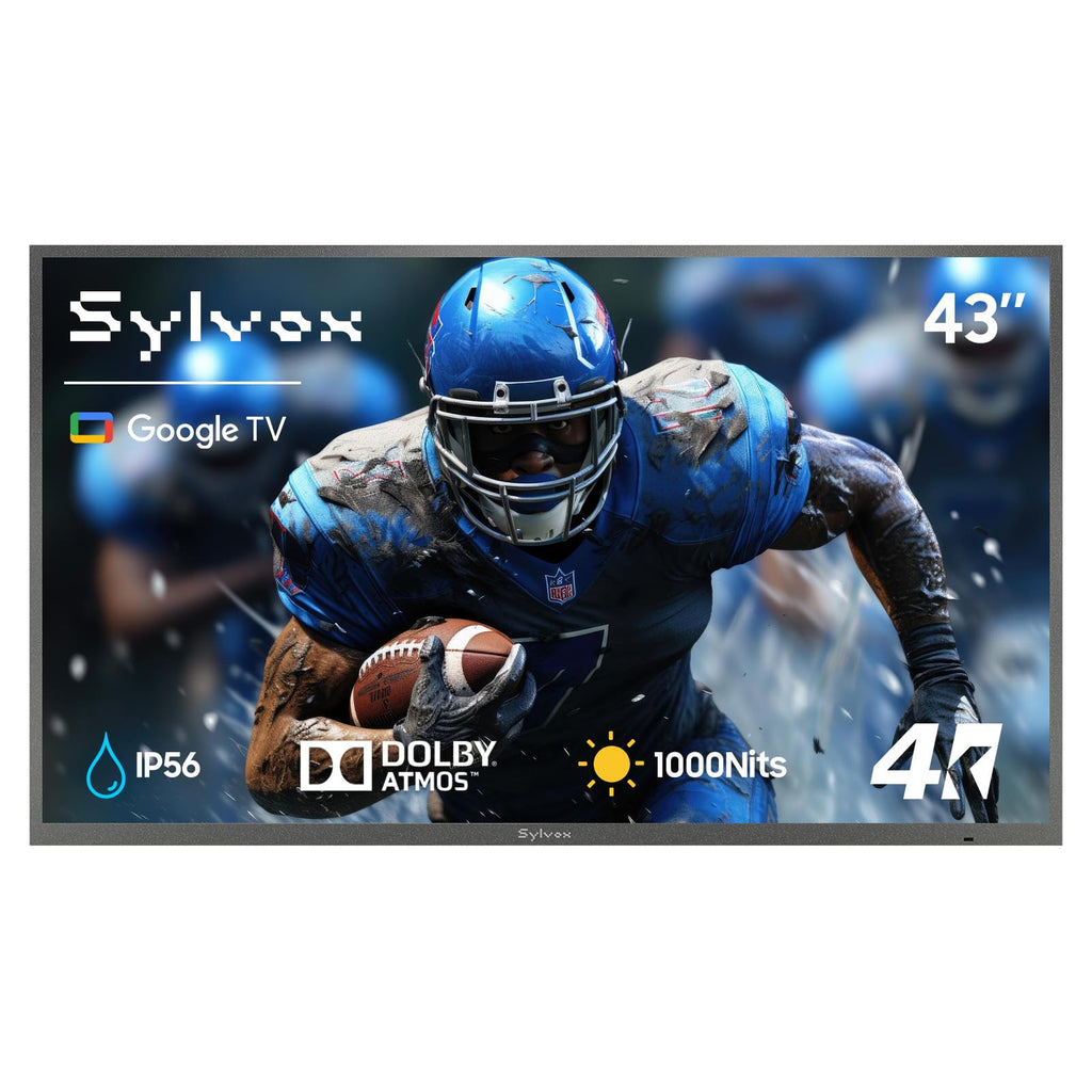 SYLVOX 65'' Outdoor TV, Premium Ultra-Narrow Bezel, IP56 Weatherproof, 1,000-Nit 4K UHD Anti-Glare Screen, Smart Google TV, All-Metal Durable Outdoor TV for Deck, Patio, Partial Sun (Frameless, 2026)