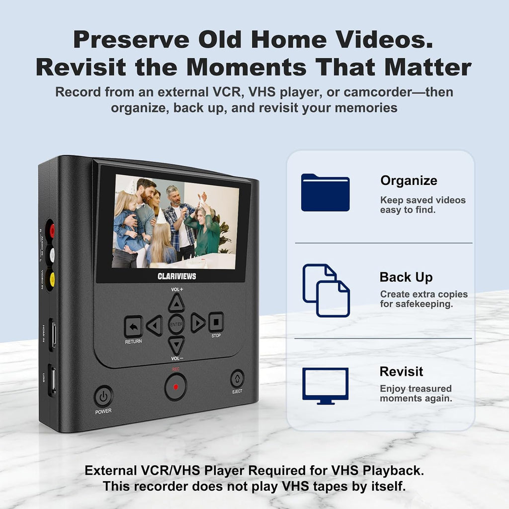 VHS to DVD Recorder & Digital Converter, AV & HDMI Inputs, No PC Needed