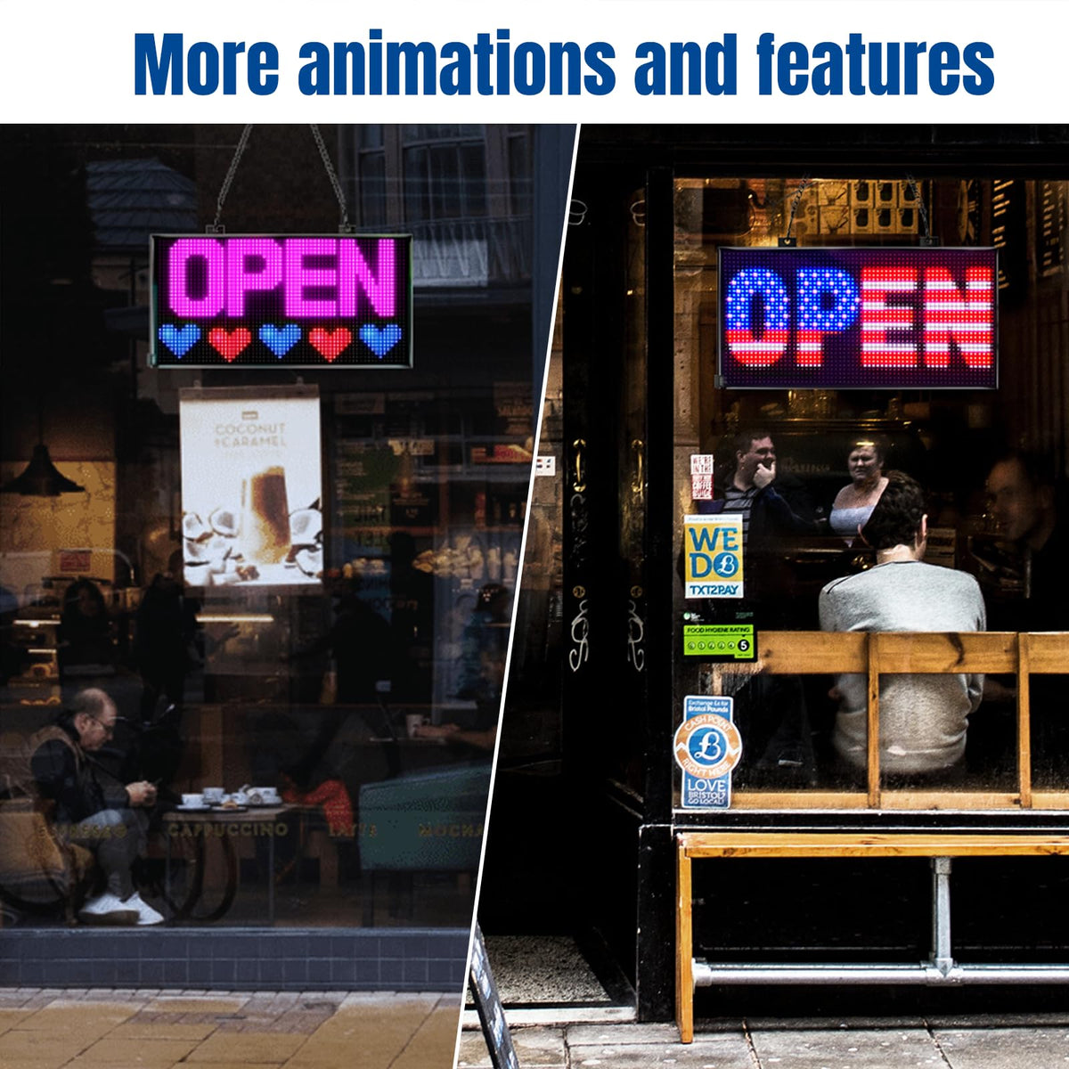 LED signs for business,APP control DIY text,LED window ads display screen