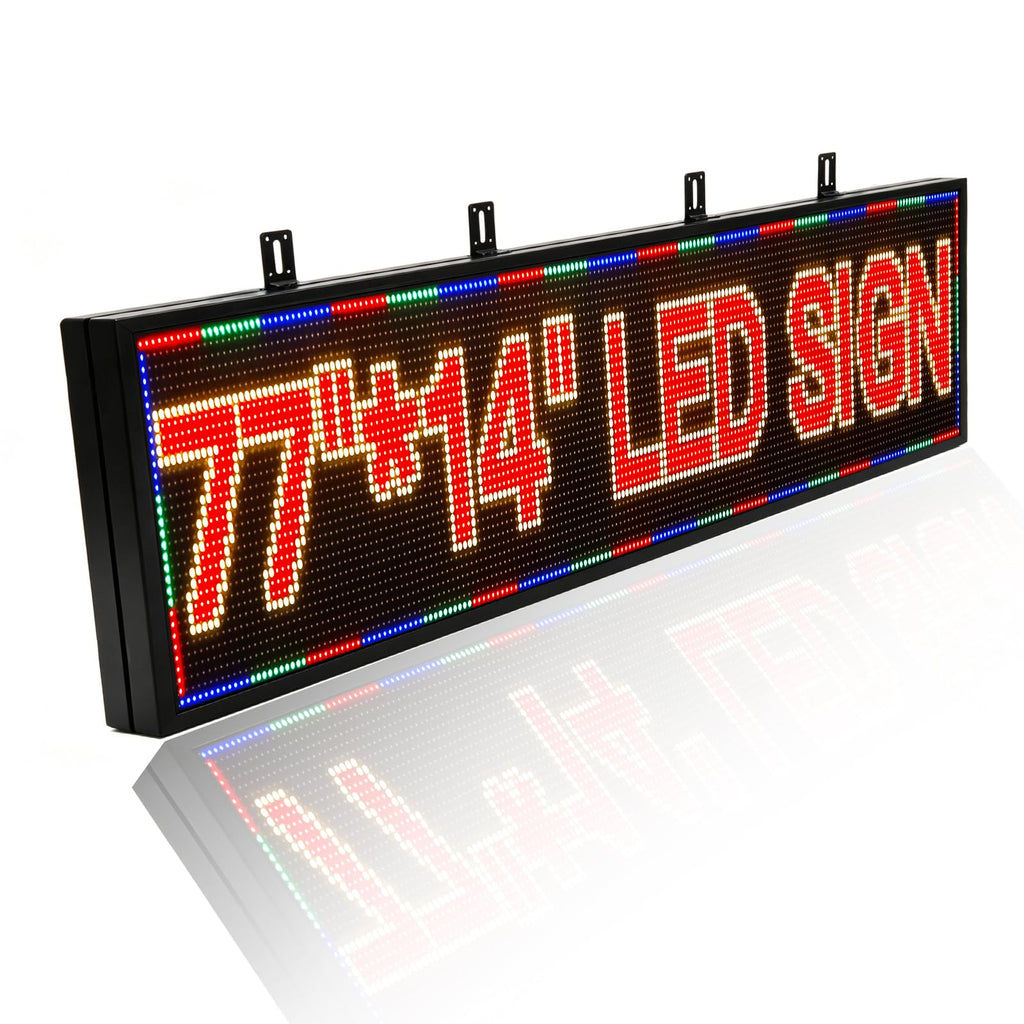 P3 Programmable LED Sign 40"x17" Full Color Outdoor Digital Message Board WiFi Control, IP65 Waterproof, 5000cd Brightness, Scrolling Text/Image/Video Display for Business Store Restaurant Advertising