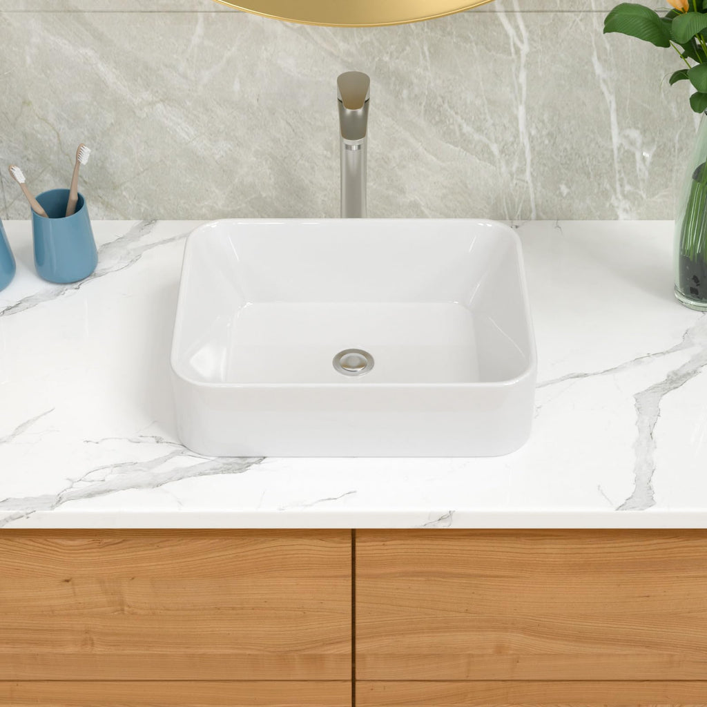Lordear Wall Mounted Vessel Sink 16x11 Inch, U-Shape White Porcelain Bathroom Sink with Black Faucet and Support Pedestal Legs, Wall Hung Vanity Sink with Towel Rack for Small Bathrooms