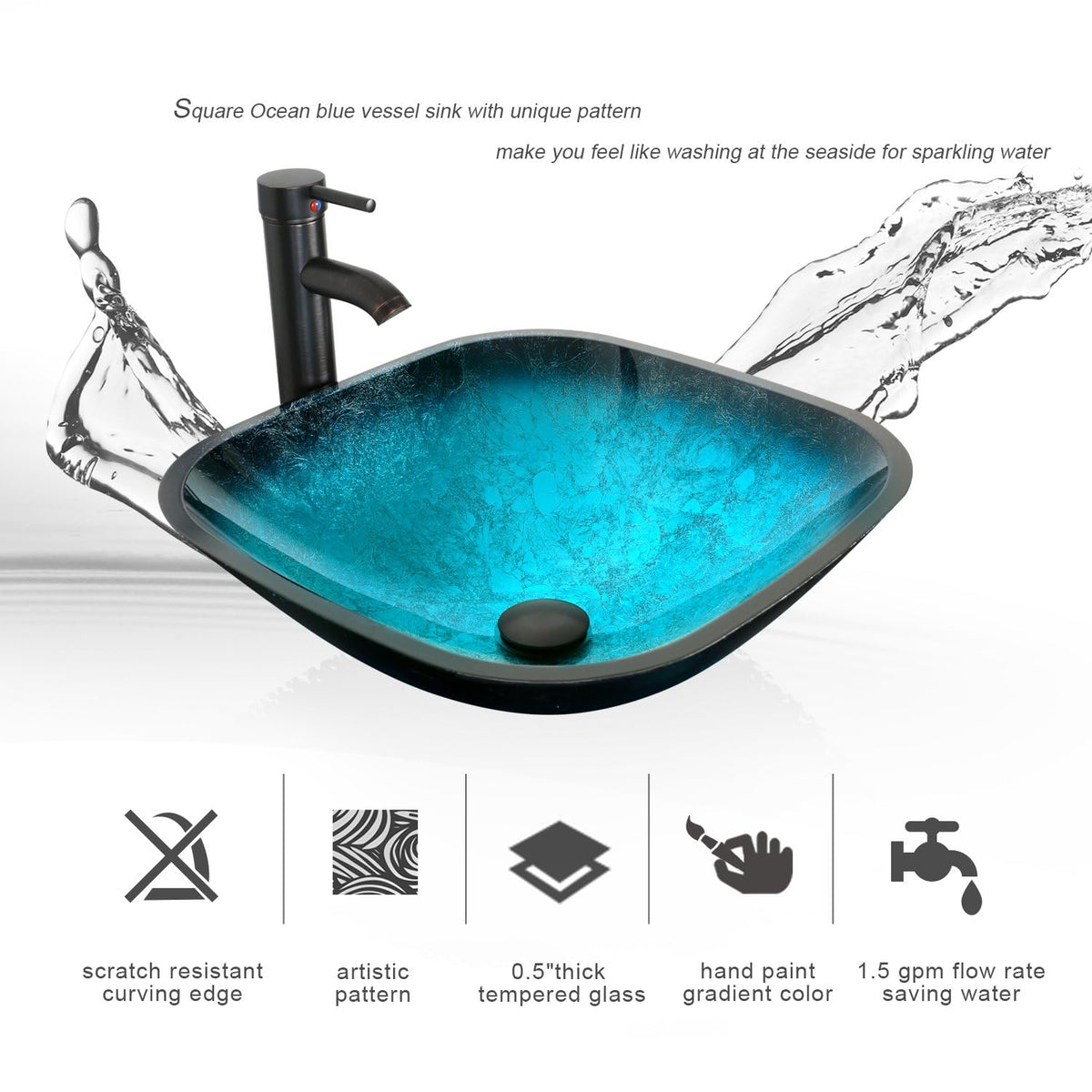 eclife 21.5" Bathroom Vessel Sink Modern Artistic Single Brown Boat Tempered Glass Basin Countertop Bowl Sink for Lavatory Vanity Cabinet, W/Water Save Faucet Pop Up Drain (A29BR)
