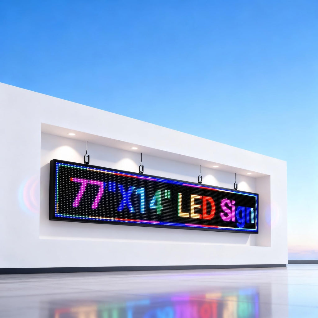 P10 Programmable LED Sign, 40"x14" Scrolling LED Sign for Business, Waterproof LED Display with WIFI & USB Control, 96x32 Pixels SMD Technology Digital Advertising Sign for Shop, Hotel, Store, Restaurant