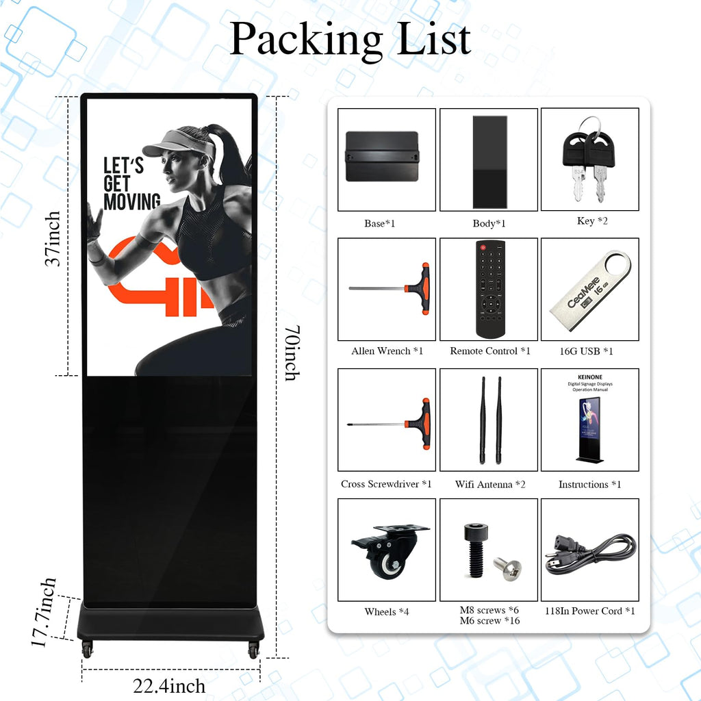43" Touch Digital Signage Display Kiosk Floor Stand Advertising