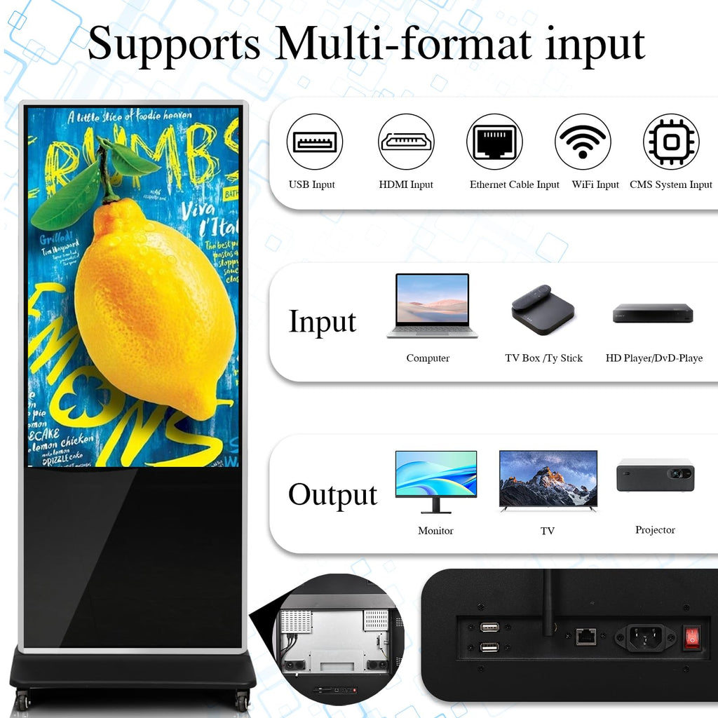 43" Touch Digital Signage Display Kiosk Floor Stand Advertising