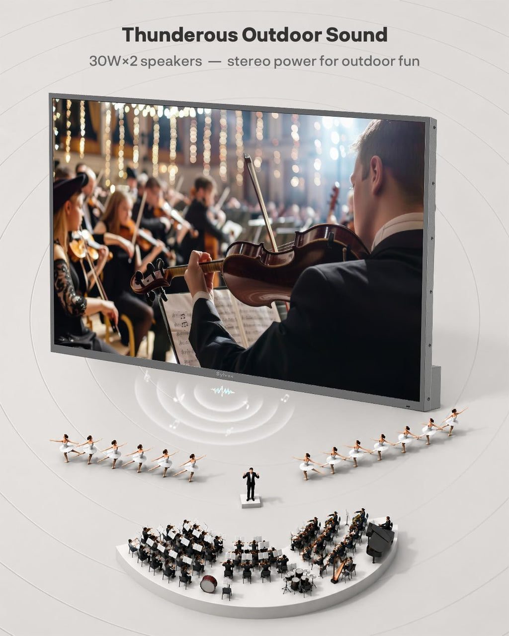 SYLVOX Outdoor TV, 85'' Mini LED QLED, 3500 Nits Extreme Brightness, 120Hz