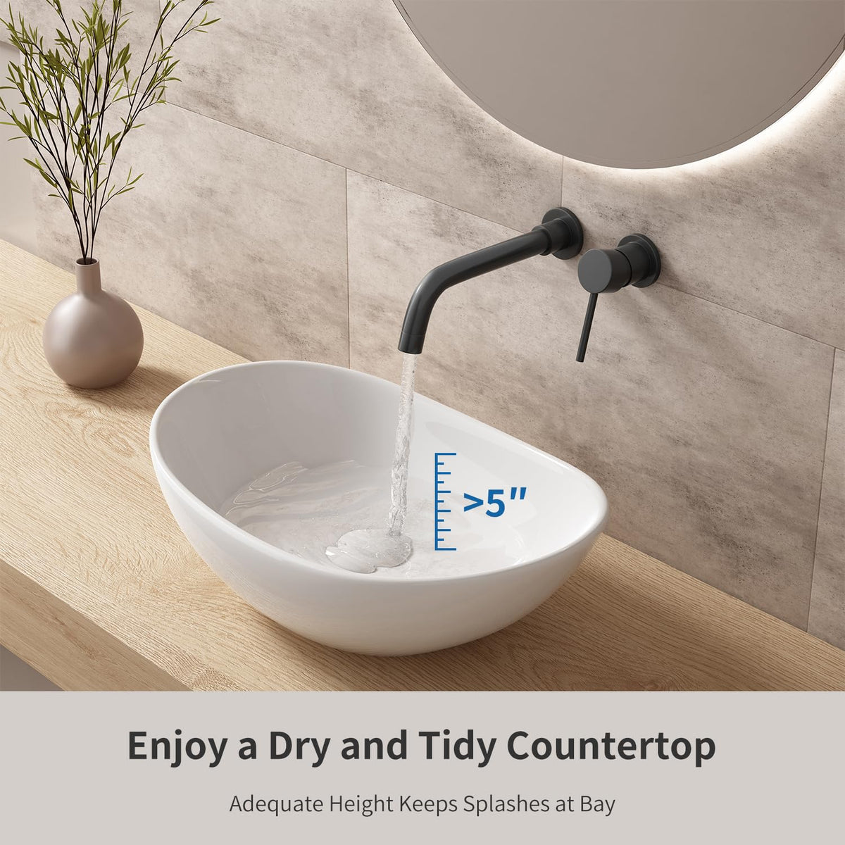 Large Bathroom Vessel Sinks: 24â³x14â³ Oval Bathroom Sink Bowl, Countertop Bathroom Sinks Ceramic Bathroom Vanity Sink Modern Vessel Sinks for Bathrooms
