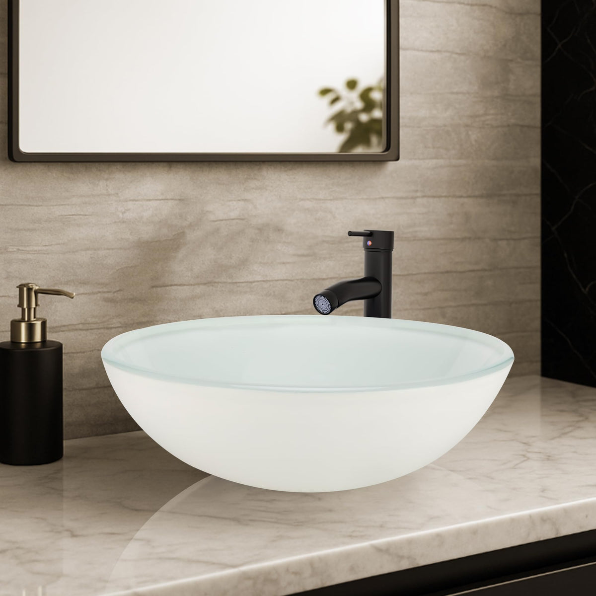 Design Vessel Sink Concrete Bathroom Sink above Counter Small Vessel Sink Bathroom Sink Bowl Countertop Modern Sinks with Faucet and Drain Combo 15.7" Round Gray