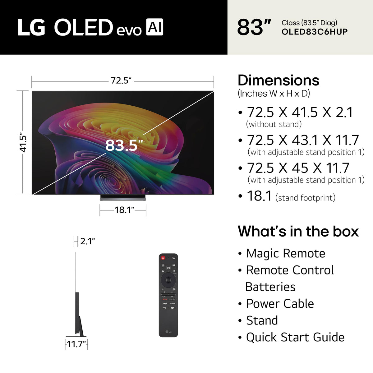 LG 65-Inch Class OLED evo AI 4K C6 Series Smart TV w/Dolby Atmos, Dolby Vision, HDR10, AI Super Upscaling 4K, Filmmaker Mode, Wow Orchestra, Compatible with Alexa (OLED65C6PUA, 2026)