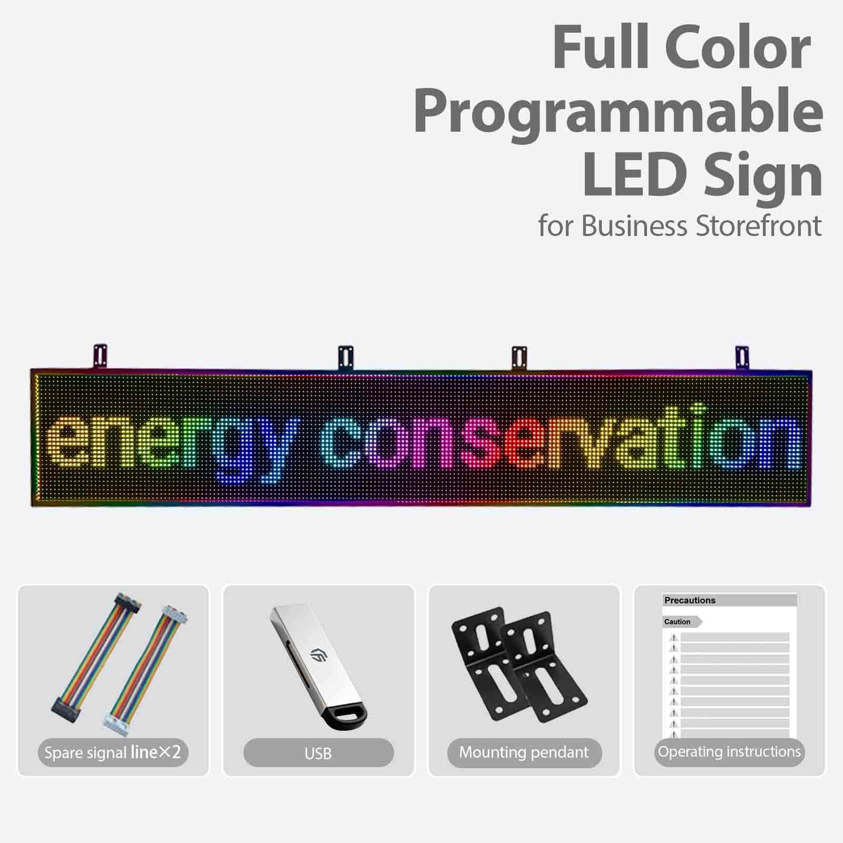 Programmable LED Sign Outdoor Full Color â 39"x8" Scrolling Message Board, Custom Digital Advertising Display, WiFi Control, High Brightness Neon Business Sign for Store, Bar, Restaurant