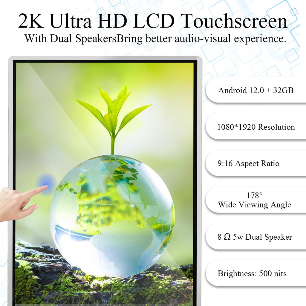 43" Touch Digital Signage Display Kiosk Floor Stand Advertising