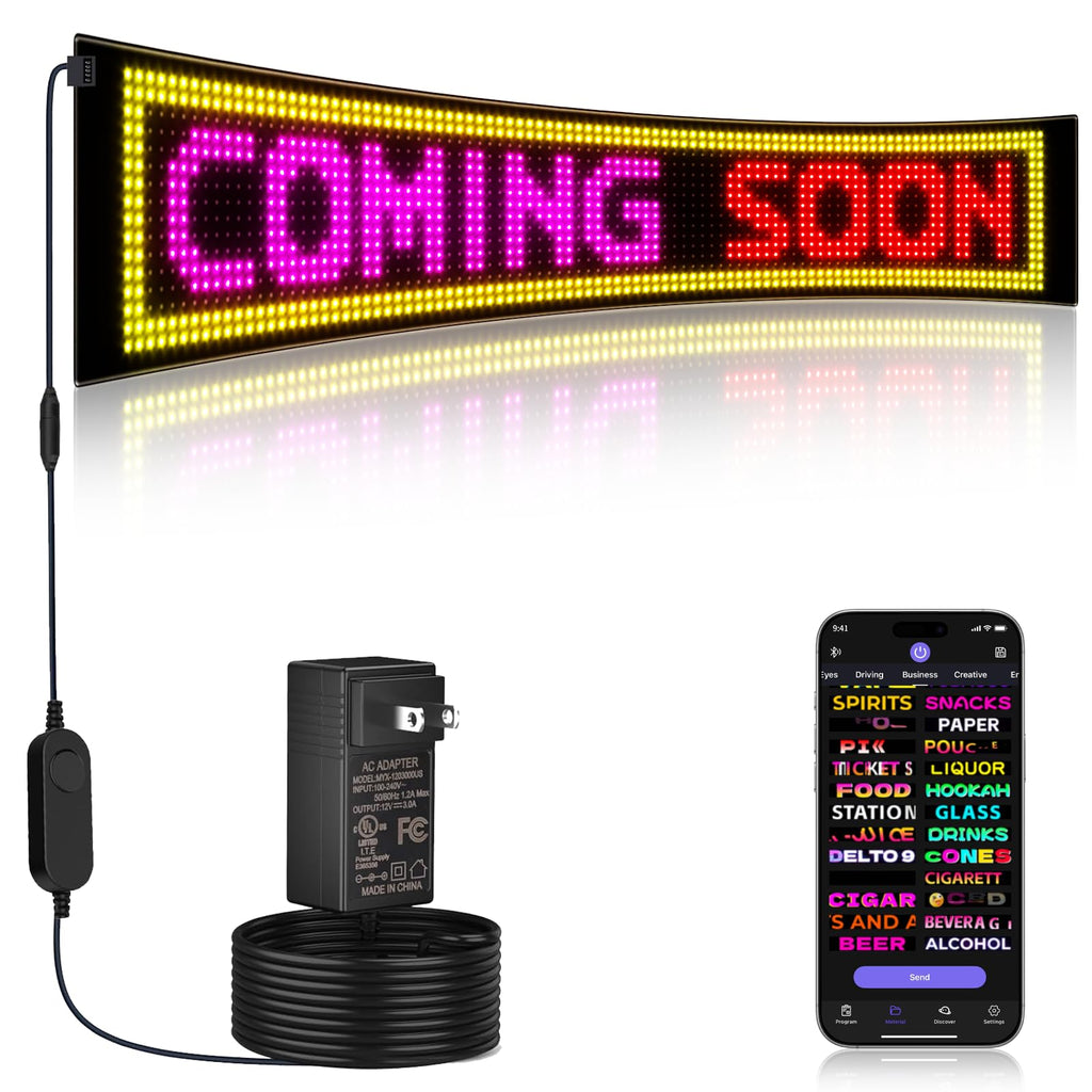 KJOY Bright Large Programmable LED Sign, 77''x8'' Flexible Scrolling LED Sign, Bluetooth App Control Custom Text Digital LED Display for Store, Schools, coffee, shop, Hotel