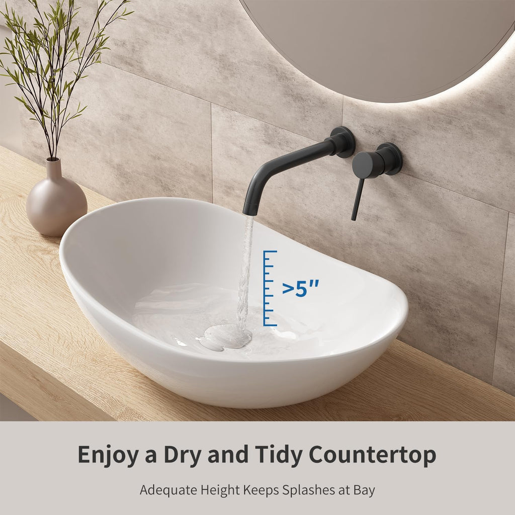 Large Bathroom Vessel Sinks: 24â³x14â³ Oval Bathroom Sink Bowl, Countertop Bathroom Sinks Ceramic Bathroom Vanity Sink Modern Vessel Sinks for Bathrooms