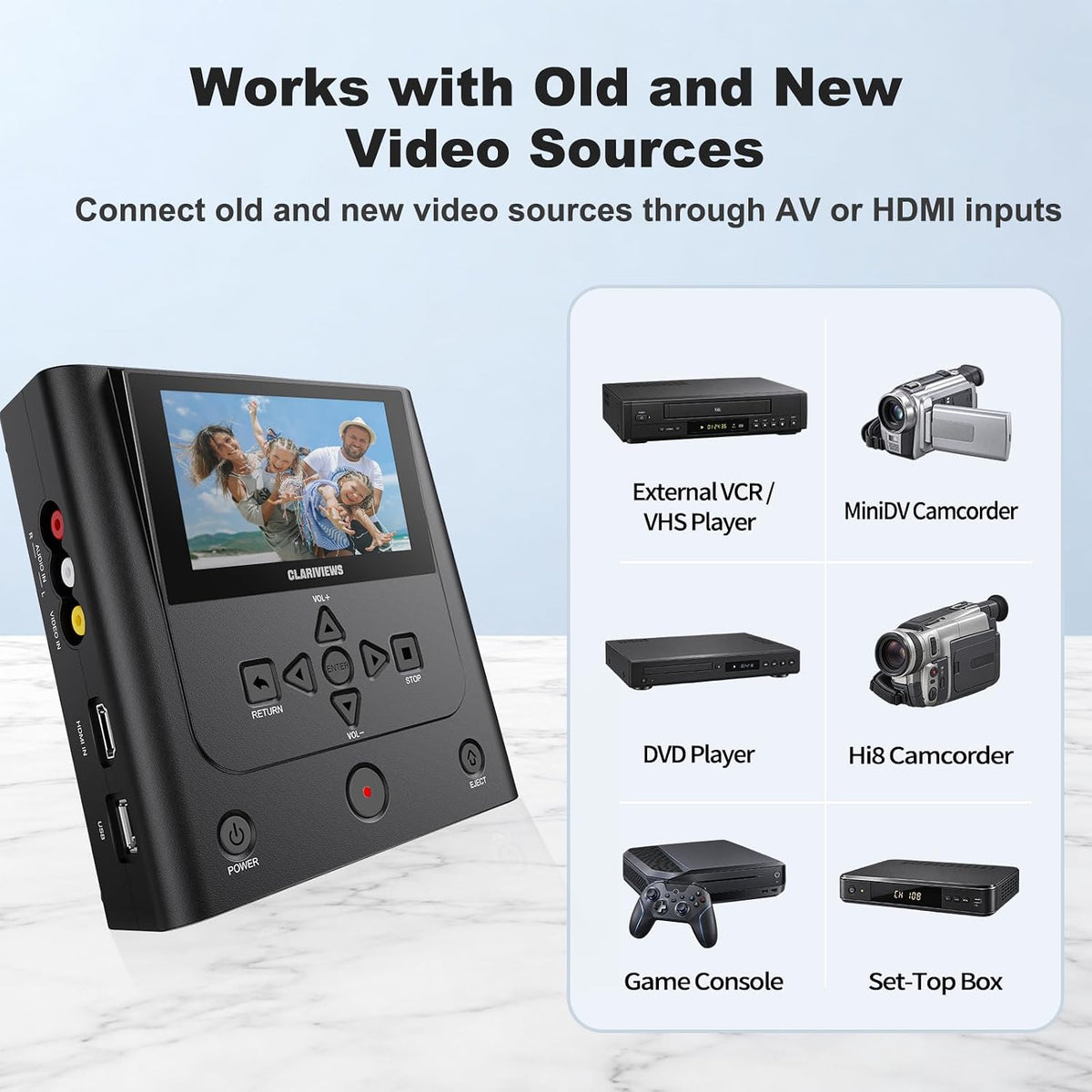 VHS to DVD Recorder & Digital Converter, AV & HDMI Inputs, No PC Needed