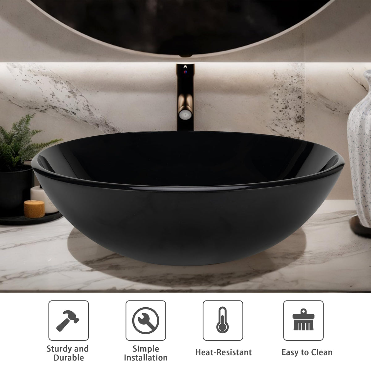 Design Vessel Sink Concrete Bathroom Sink above Counter Small Vessel Sink Bathroom Sink Bowl Countertop Modern Sinks with Faucet and Drain Combo 15.7" Round Gray
