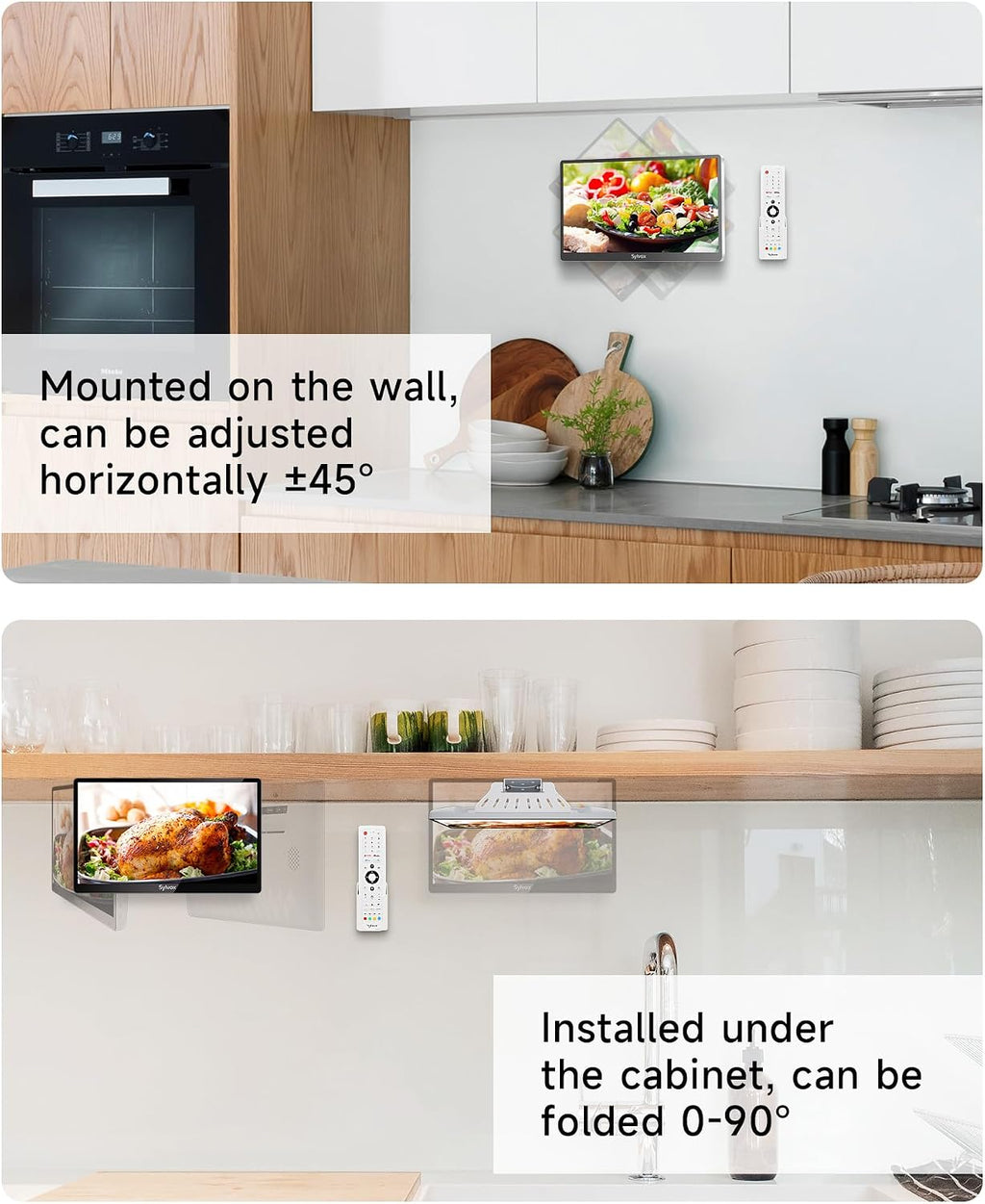 SYLVOX Kitchen TV, Small Smart TV for Kitchen, 15.6 inch Under Cabinet TVs