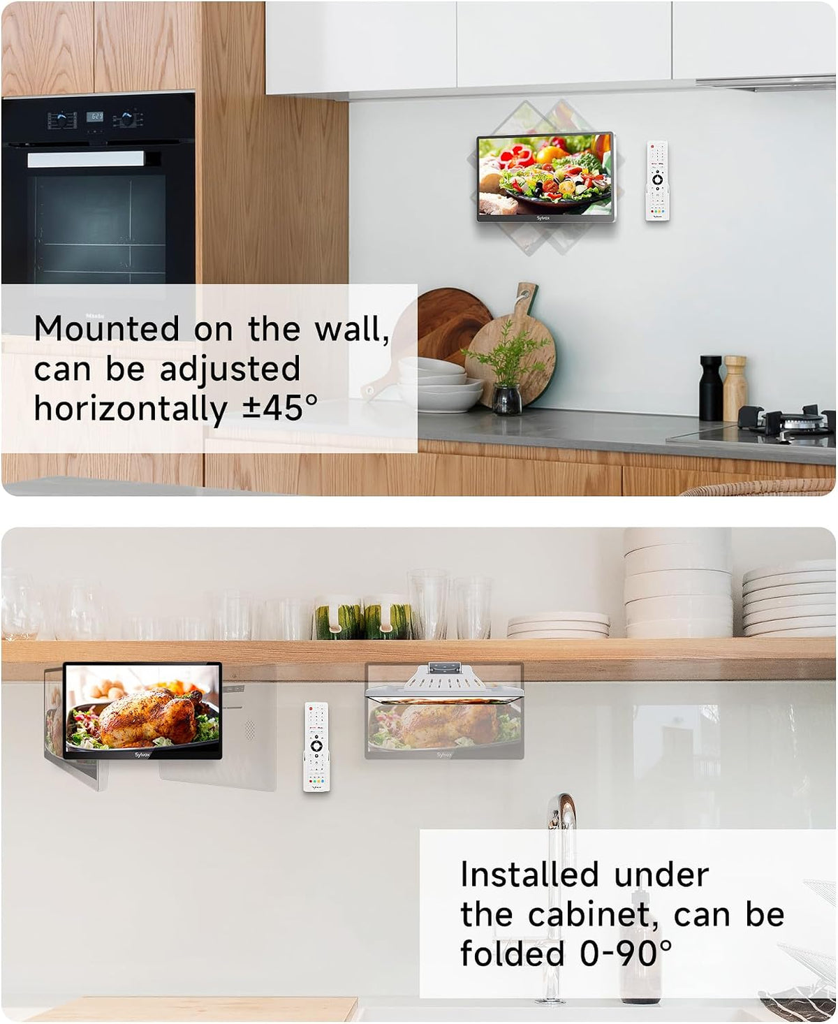 SYLVOX Kitchen TV, Small Smart TV for Kitchen, 15.6 inch Under Cabinet TVs