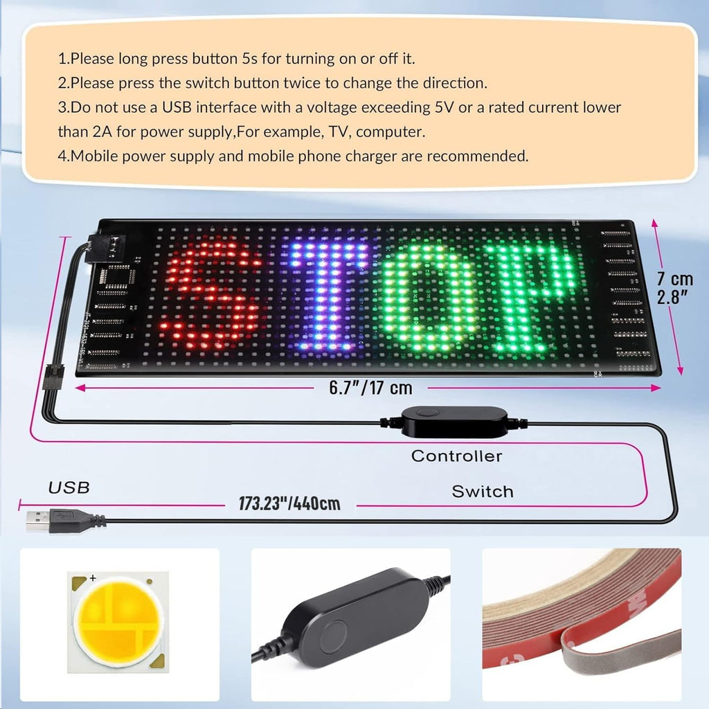 Rayhome 58''x8'' Large Multiple Programmable LED Sign, Full Color Bright Scrolling LED Signs, Bluetooth APP Control Custom Text Pattern Animation digital Display for Store Hotel Bar