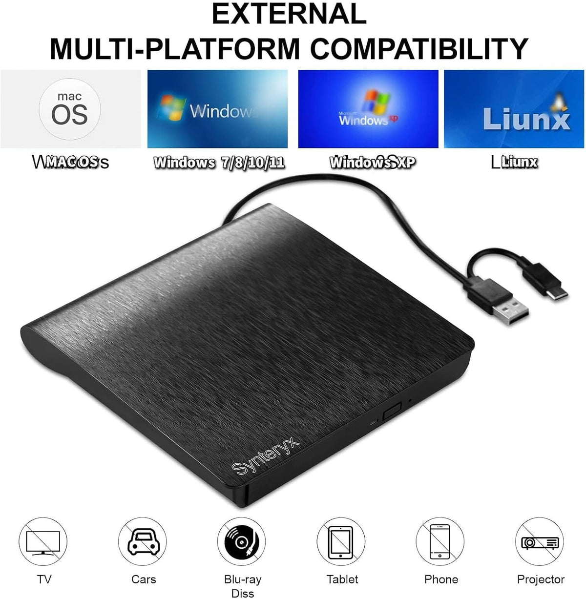 External 4k blu ray Drive,USB CD/DVD Drive for Laptops, DVD Burner