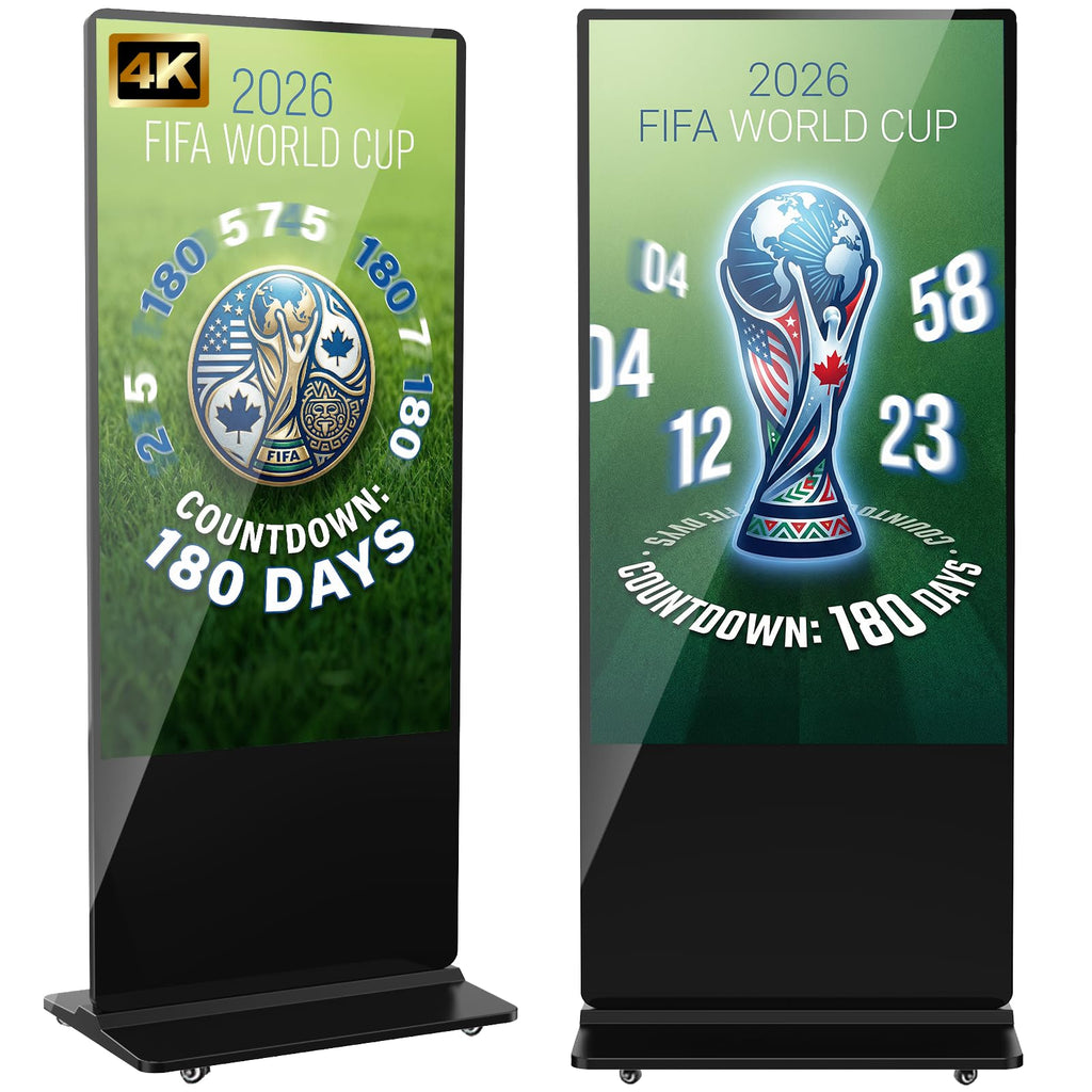 32 inch Indoor Digital Signage LCD Screen IPS Floor Standing Digital Kiosks Interactive Displays with WiFi HDMI/USB Input Auto AD Player, Android OS Black
