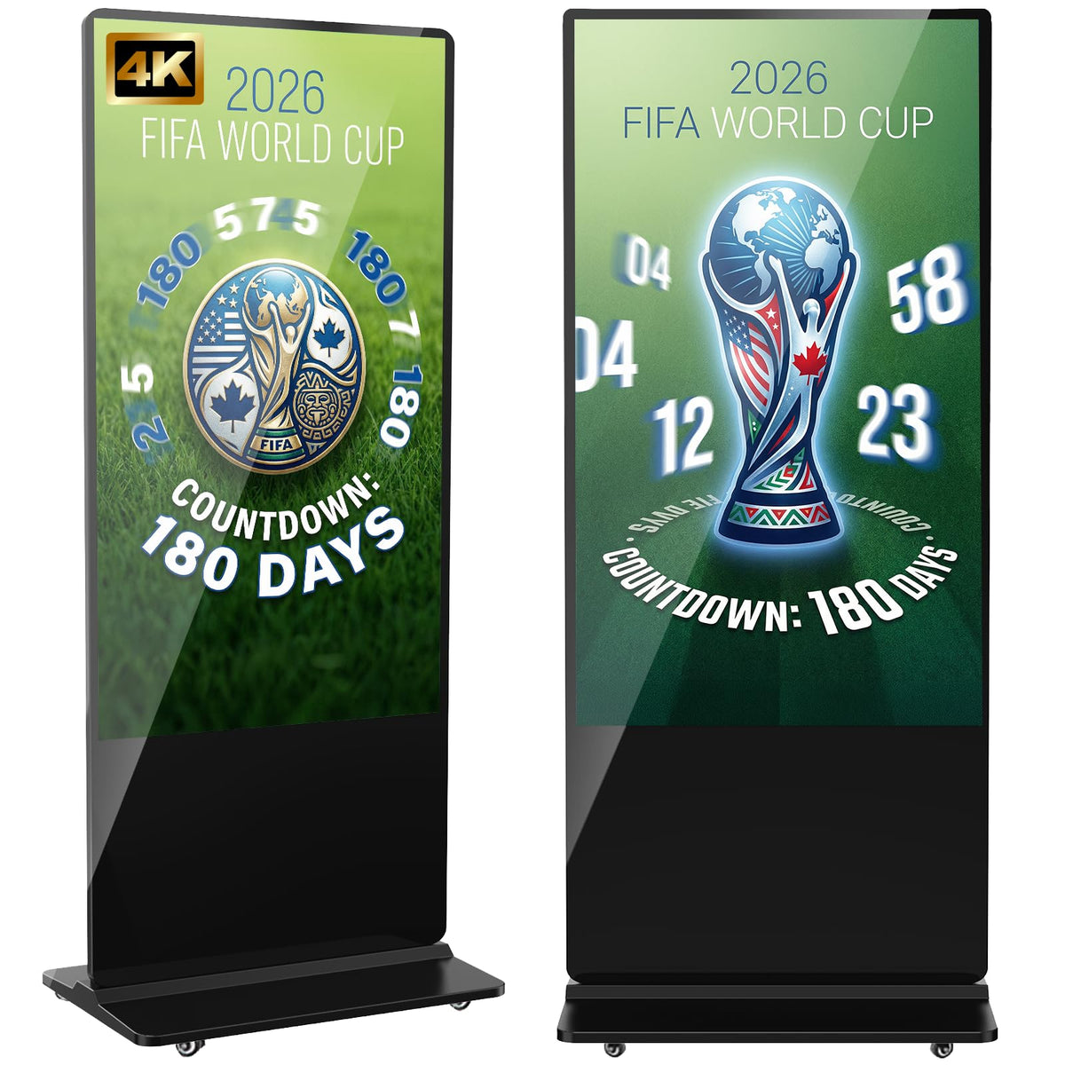 32 inch Indoor Digital Signage LCD Screen IPS Floor Standing Digital Kiosks Interactive Displays with WiFi HDMI/USB Input Auto AD Player, Android OS Black