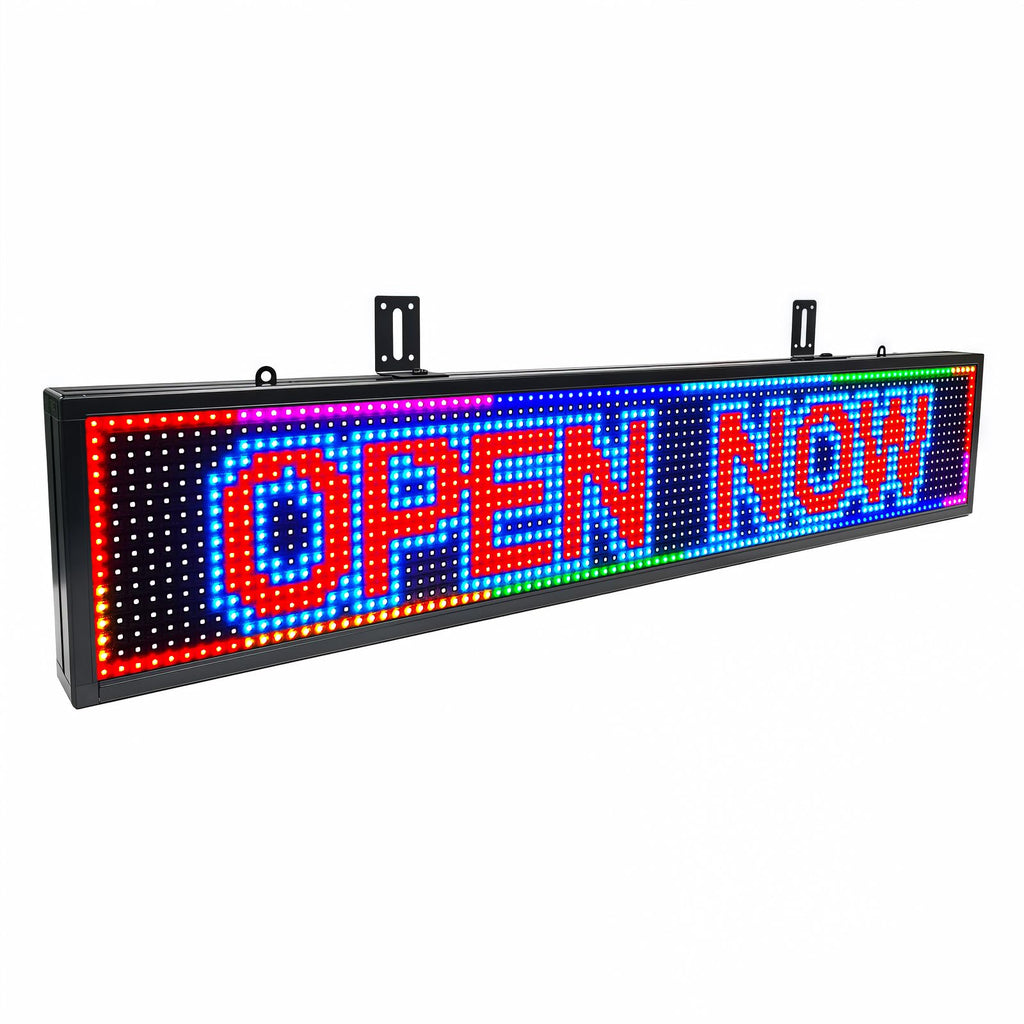 P6 Programmable LED Sign Supports Text/Image/Video, 40"x17" Outdoor Scrolling LED Digital Display for Business, IP65 Waterproof Electronic Message Board with WiFi & USB Control