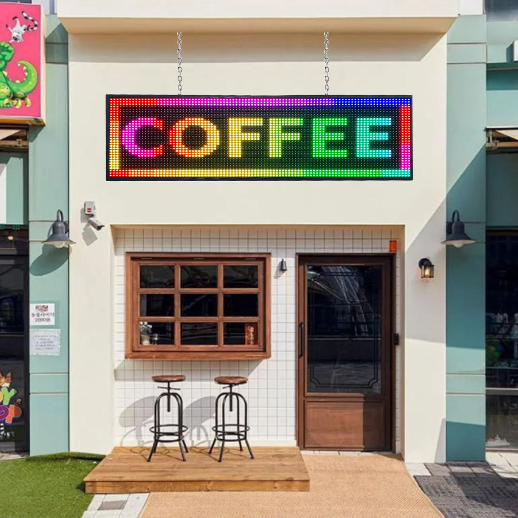 P10 Outdoor RGB Full Color WiFi Programmable Bright LED Scrolling Message Display Board 65âx14â Led Sign, Led Digital Sign Board, Perfect Solution for Store Advertising