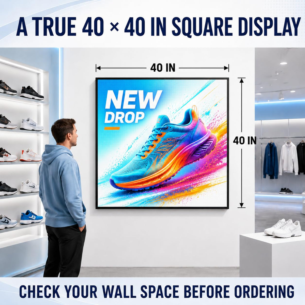 CX 65 x 34 Inch P5 Outdoor LED Sign, 320 x 160 Full-Color RGB Message Board with WiFi, Mobile App and USB Control, IP65 Display for Scrolling Text, Images and Video