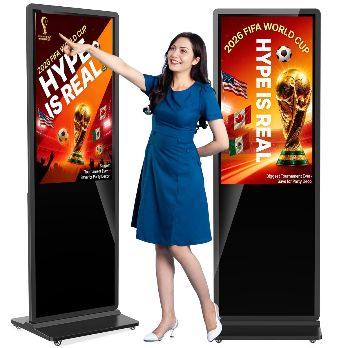 32 inch Indoor Digital Signage LCD Screen IPS Floor Standing Digital Kiosks Interactive Displays with WiFi HDMI/USB Input Auto AD Player, Android OS Black