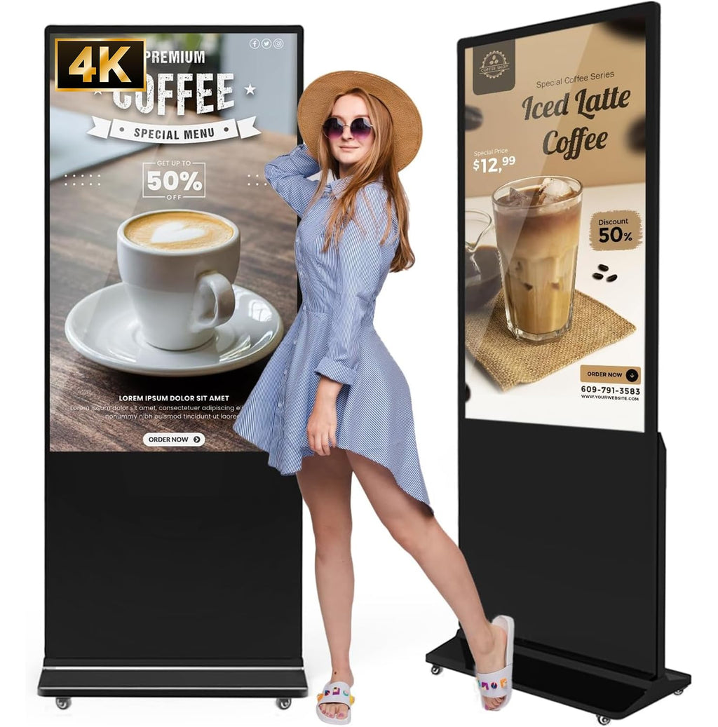 JIYANG 49 Inch Touchscreen Digital Signage Display Kiosk, Indoor Floor Standing LCD Advertising Display with Android Media Player, HDMI/USB/WiFi Input Auto Split Screenï¼Blackï¼