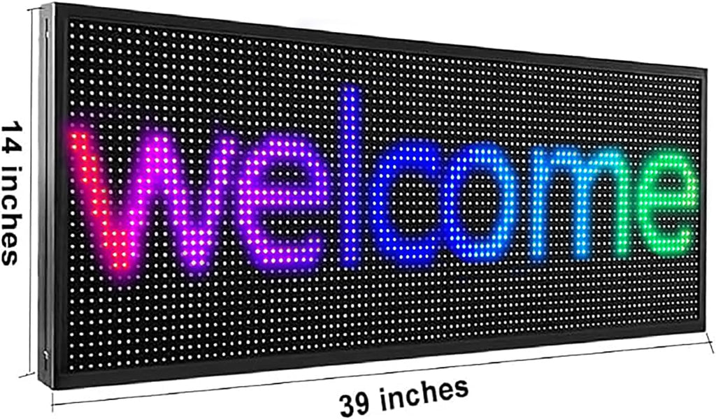 P10 Programmable Outdoor LED Sign, 39x14 Inch WiFi-Controlled Full Color Scrolling LED Sign, High Brightness Waterproof Digital Message Board for Business Advertising