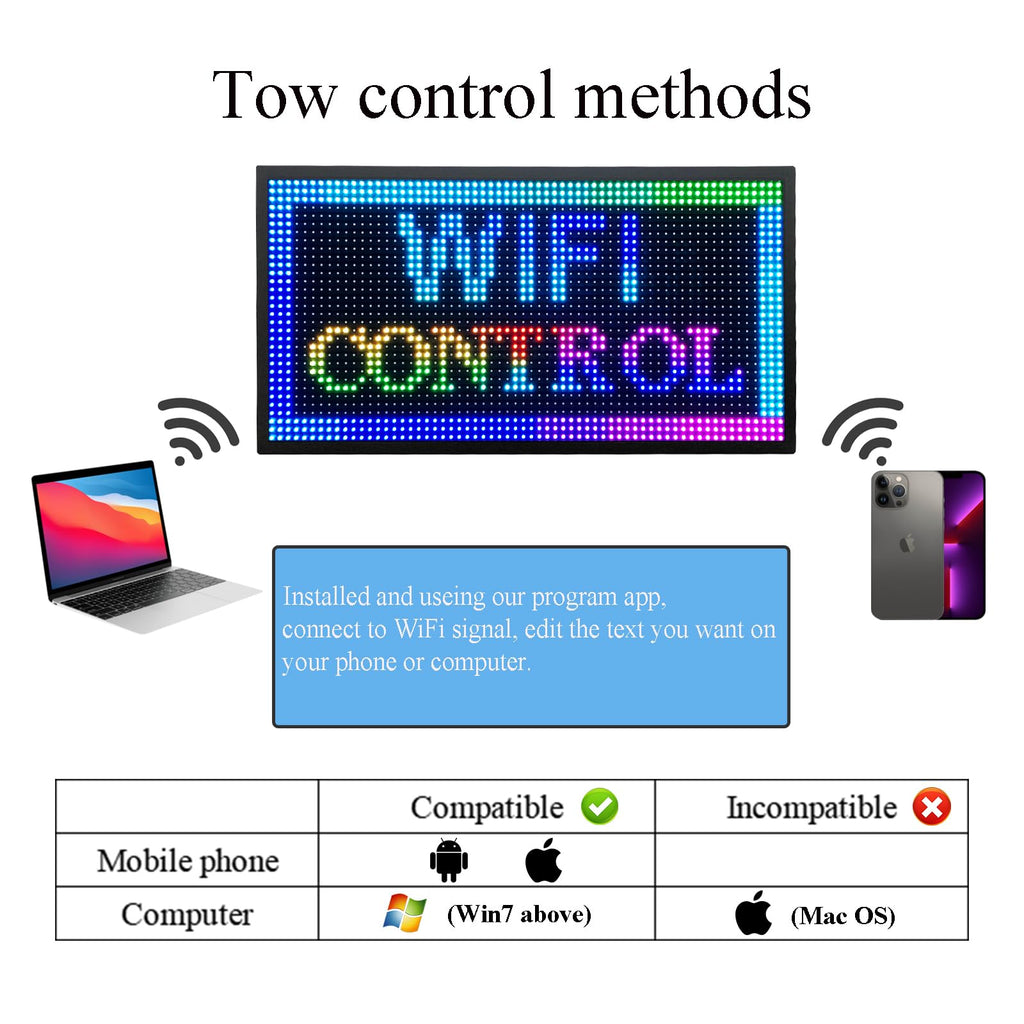 P10 Outdoor RGB Full Color WiFi Programmable Bright LED Scrolling Message Display Board 65âx14â Led Sign, Led Digital Sign Board, Perfect Solution for Store Advertising