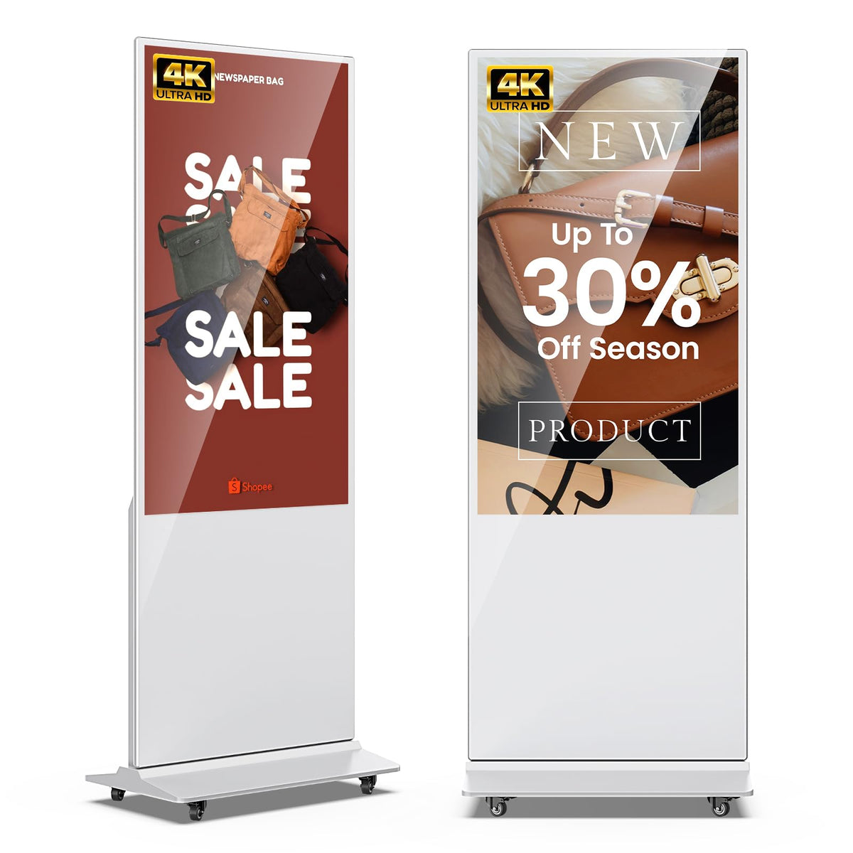 JIYANG 49 Inch Touchscreen Digital Signage Display Kiosk, Indoor Floor Standing LCD Advertising Display with Android Media Player, HDMI/USB/WiFi Input Auto Split Screenï¼Blackï¼