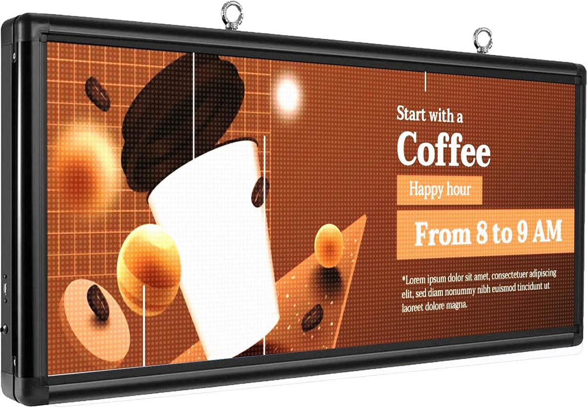 P6 Programmable LED Sign 40"x18" Outdoor Digital Display Board with Custom Scrolling Text,Electronic Message Board for Business Advertising, Waterproof Marquee Ticker