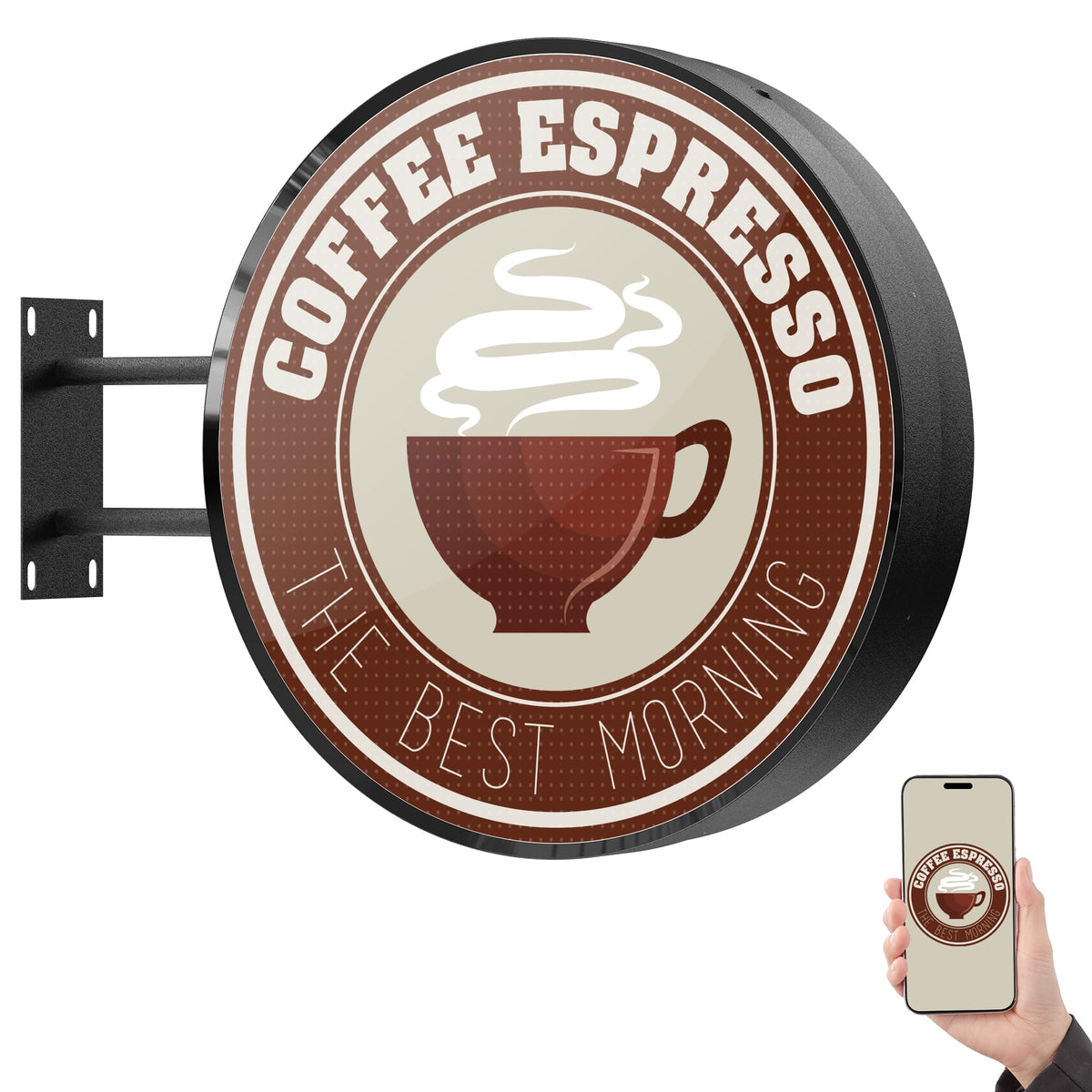 Outdoor LED Digital Round Signage - Wall Mounted P2.5 Digital Store Sign with IP65 Waterproof & 3000 cd/mÂ² High Brightness, Circular Display for Retail Store & Commercial Advertising (Double Sided)