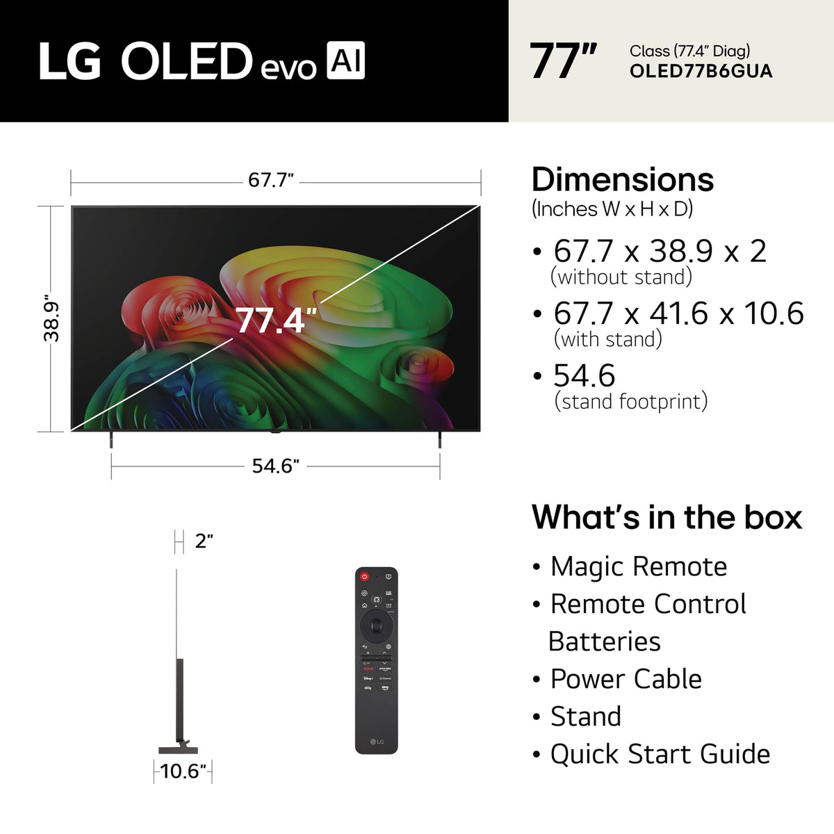 LG 65-Inch OLED AI 4K B6 Series Smart TV, 2026 Model