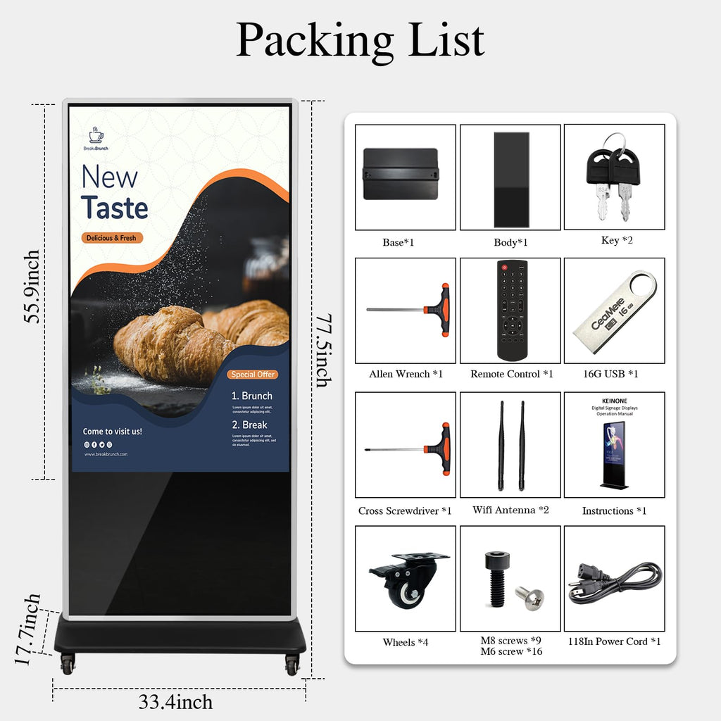 43" Touch Digital Signage Display Kiosk Floor Stand Advertising