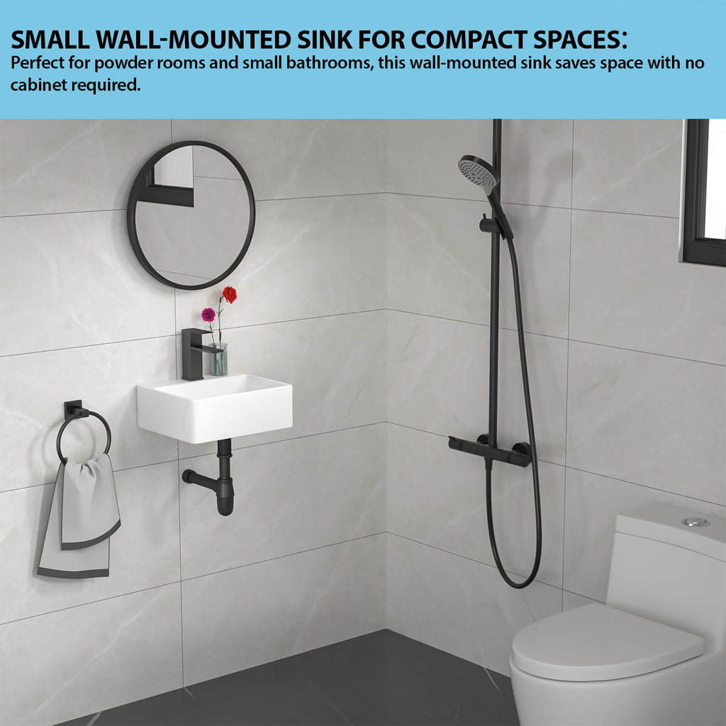 Kichae 16"x12" Vessel Sink Rectangle - Modern Above Matte Black Porcelain Ceramic Bathroom Vessel Vanity Sink Bowl Art Basin