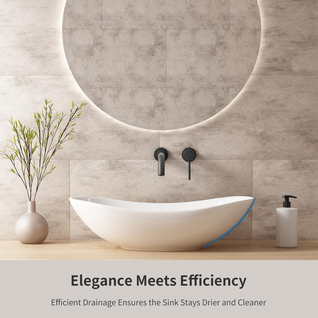 Large Bathroom Vessel Sinks: 24â³x14â³ Oval Bathroom Sink Bowl, Countertop Bathroom Sinks Ceramic Bathroom Vanity Sink Modern Vessel Sinks for Bathrooms