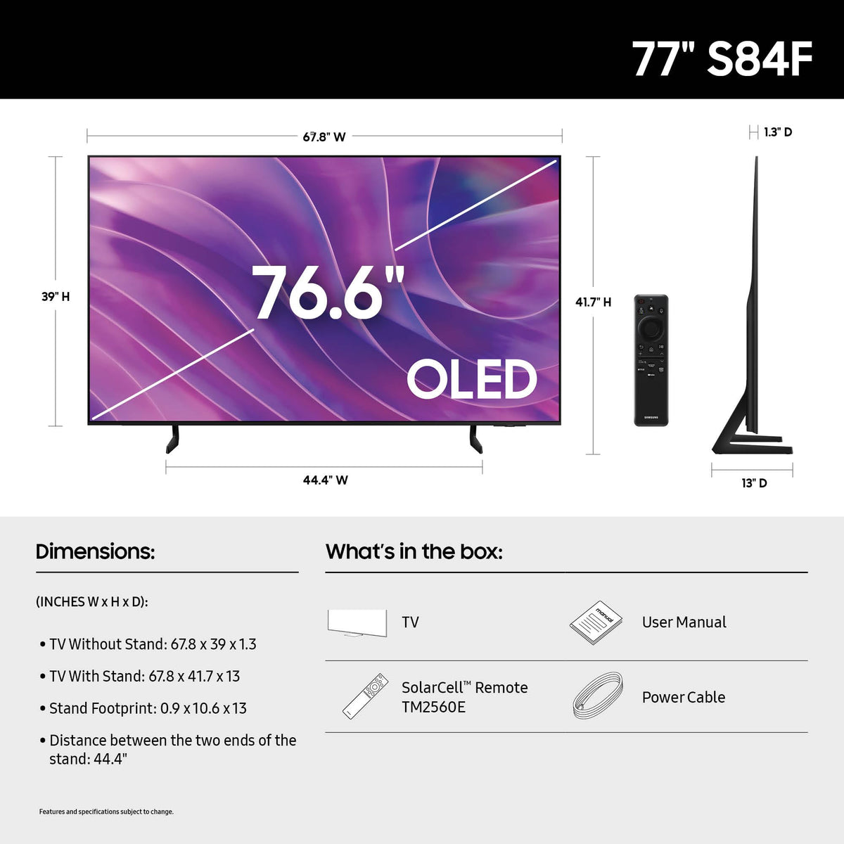 Samsung 77-Inch Class OLED 4K S85F Series, Vision AI Smart TV (2025 Model, 77S85F) Object Tracking Sound Lite w/Dolby Atmos, NQ4 AI Gen2 Processor, Contour Design, Color Booster Pro, Alexa Built-in