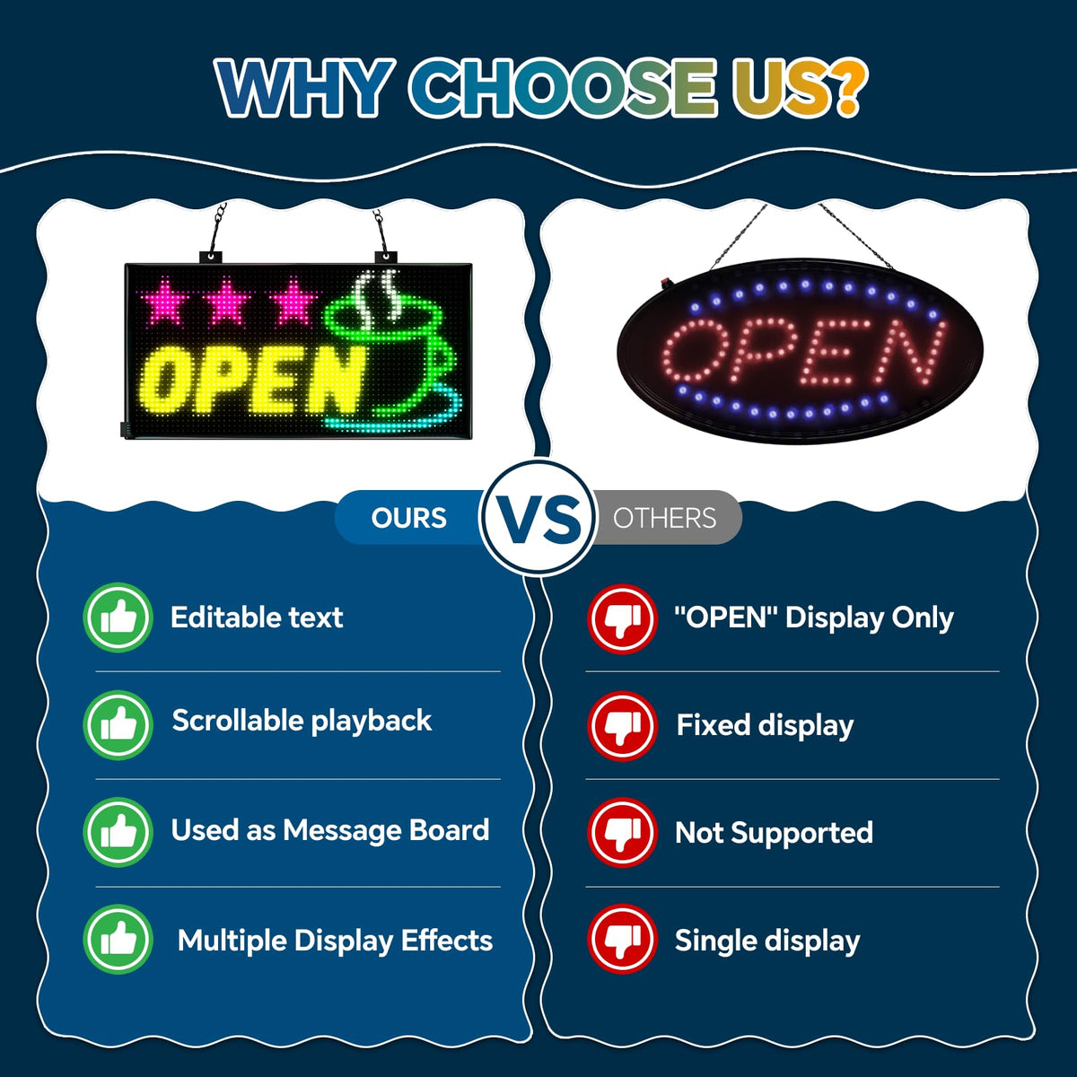 Rayhome 58''x8'' Large Multiple Programmable LED Sign, Full Color Bright Scrolling LED Signs, Bluetooth APP Control Custom Text Pattern Animation digital Display for Store Hotel Bar