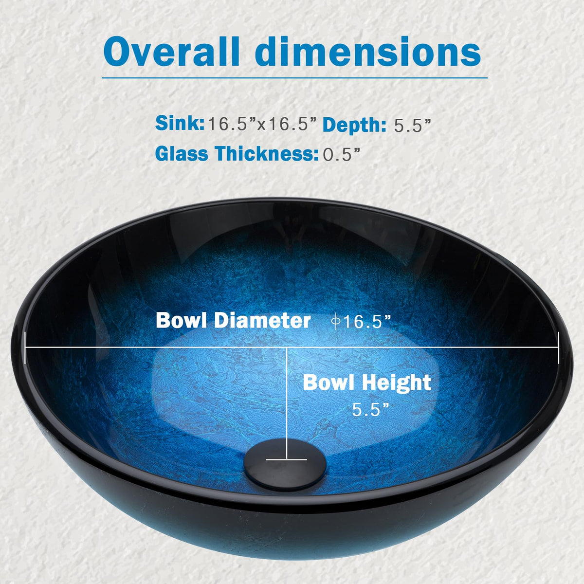 Design Vessel Sink Concrete Bathroom Sink above Counter Small Vessel Sink Bathroom Sink Bowl Countertop Modern Sinks with Faucet and Drain Combo 15.7" Round Gray