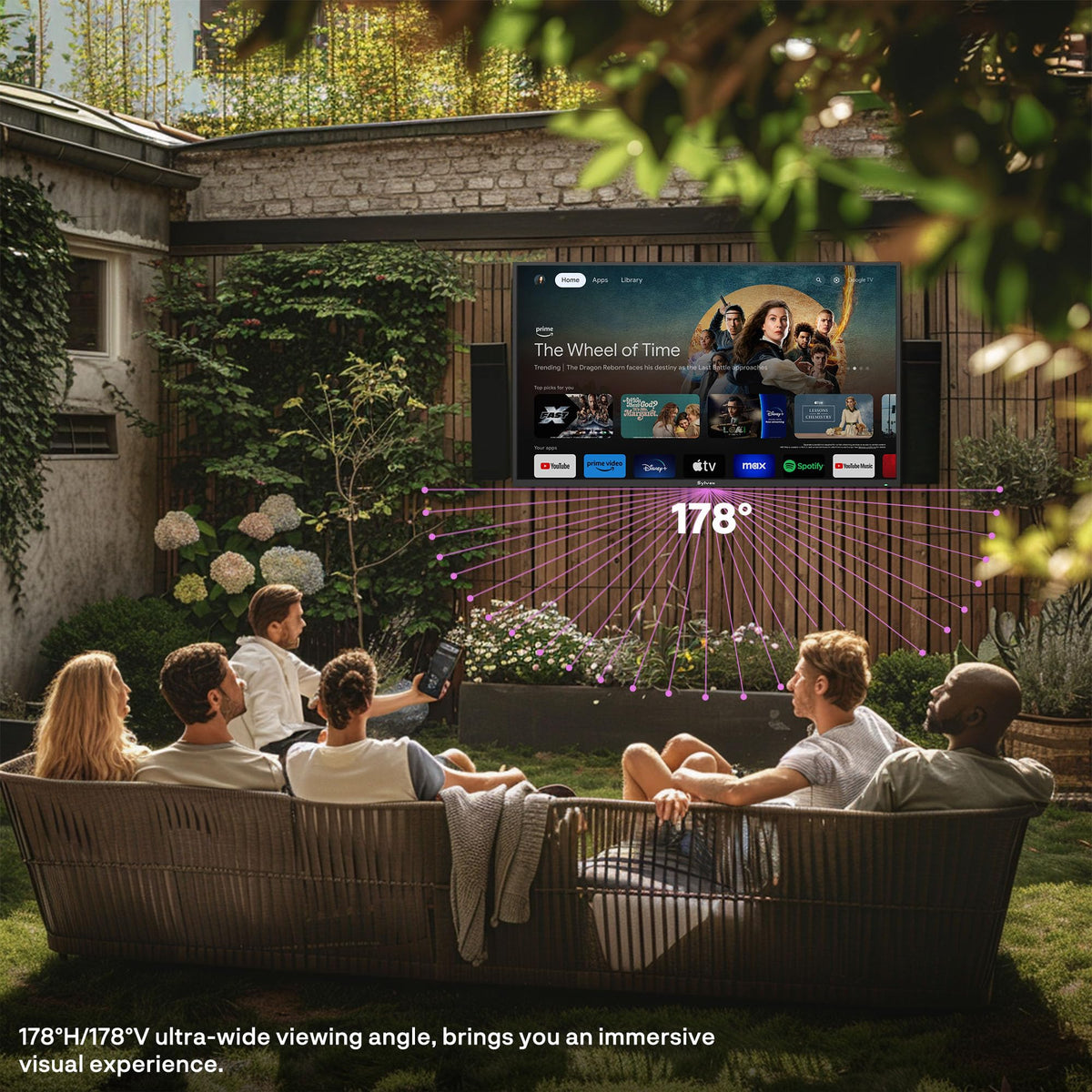 SYLVOX 43 Inch Outdoor TV, Weatherproof Google TV, IP56 Waterproof TVs