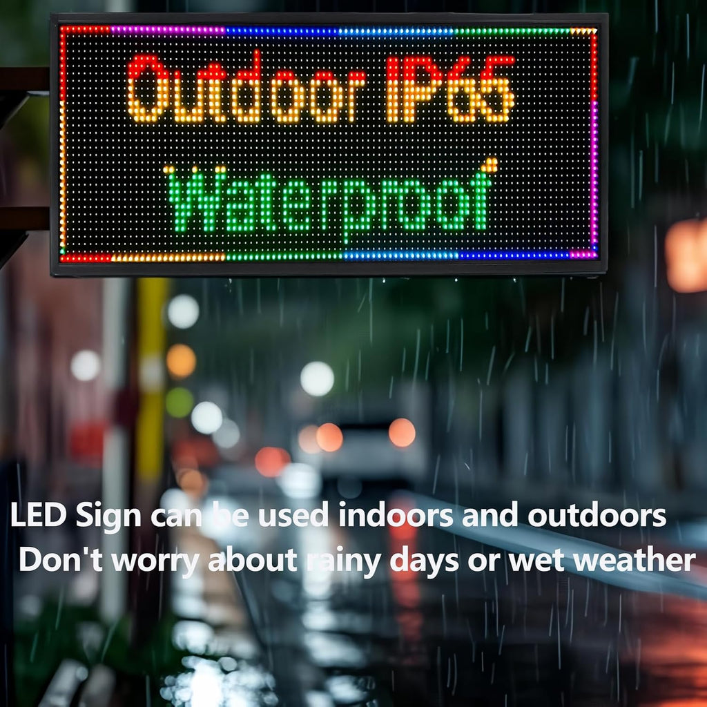 P10 Programmable LED Sign, 40"x14" Scrolling LED Sign for Business, Waterproof LED Display with WIFI & USB Control, 96x32 Pixels SMD Technology Digital Advertising Sign for Shop, Hotel, Store, Restaurant