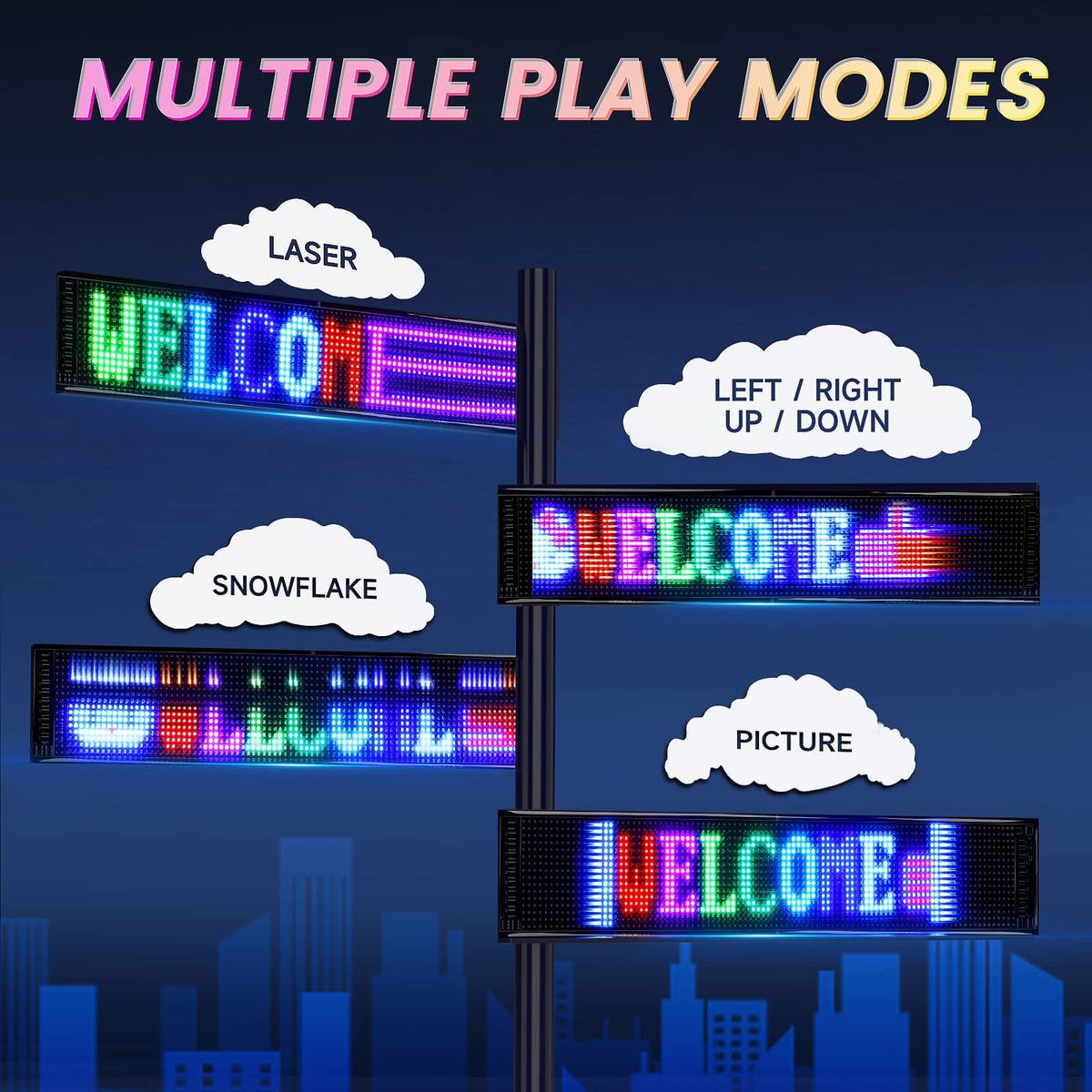 Rayhome 58''x8'' Large Multiple Programmable LED Sign, Full Color Bright Scrolling LED Signs, Bluetooth APP Control Custom Text Pattern Animation digital Display for Store Hotel Bar