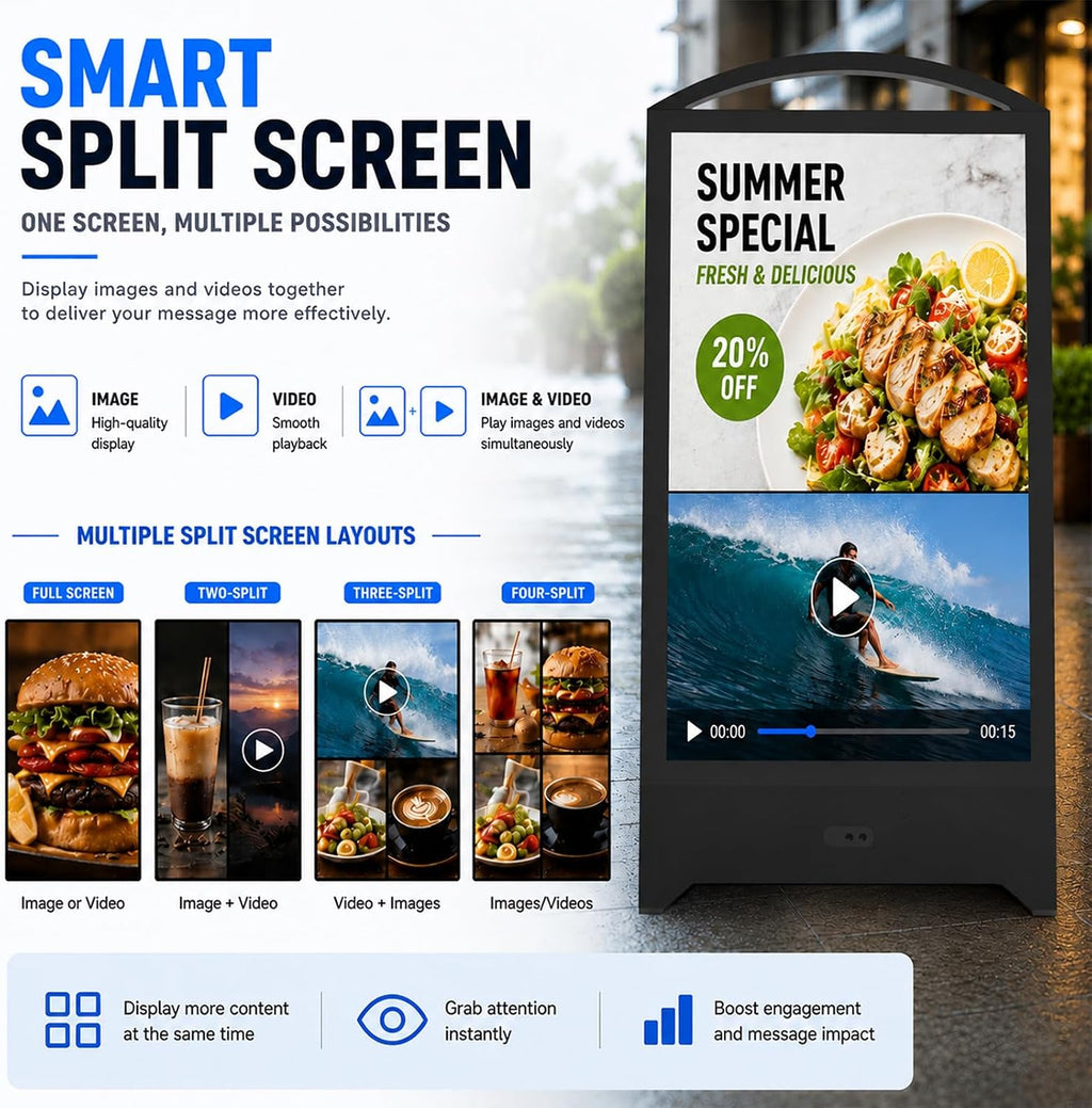 43" Outdoor Digital Signage, 2000nits Portable Digital Signage Display